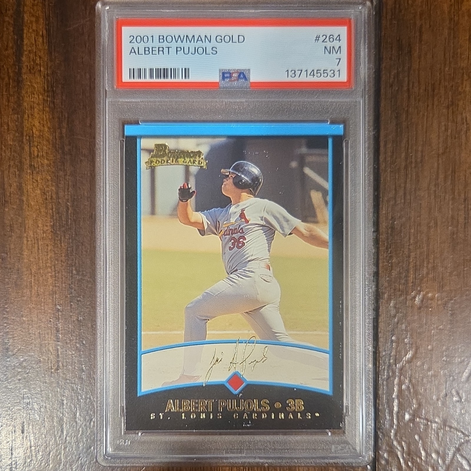 Bowman 2001 Gold Rookie Albert Pujols #264 PSA 7 St. Louis Cardinals Baseball