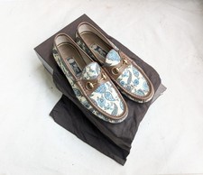 Gucci Horsebit Loafers Men Brown Leather Paisley 10 Dress Shoes Italy Slip Ons
