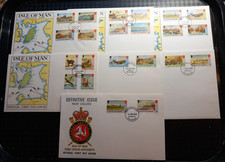 Full Set of 7 ~Different Isle of Man ~1973-1975~ Definitive Stamp FDCs~
