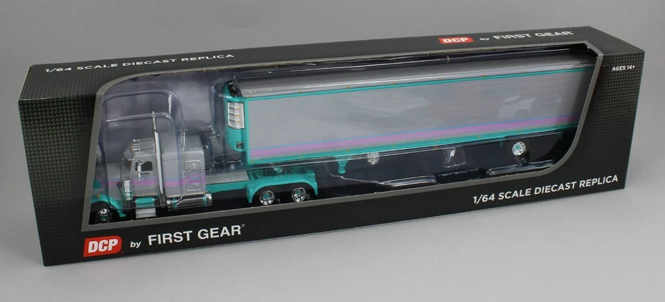 DCP 1:64 *GRAY & TEAL* Peterbilt 359 63" Flattop w/53' Reefer Trailer MIAMI VICE - Image 4 of 4