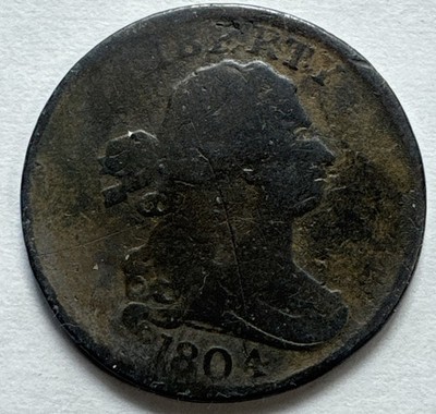 1804 Half 1/2 Cent Penny Draped Bust Old US Coin Copper
