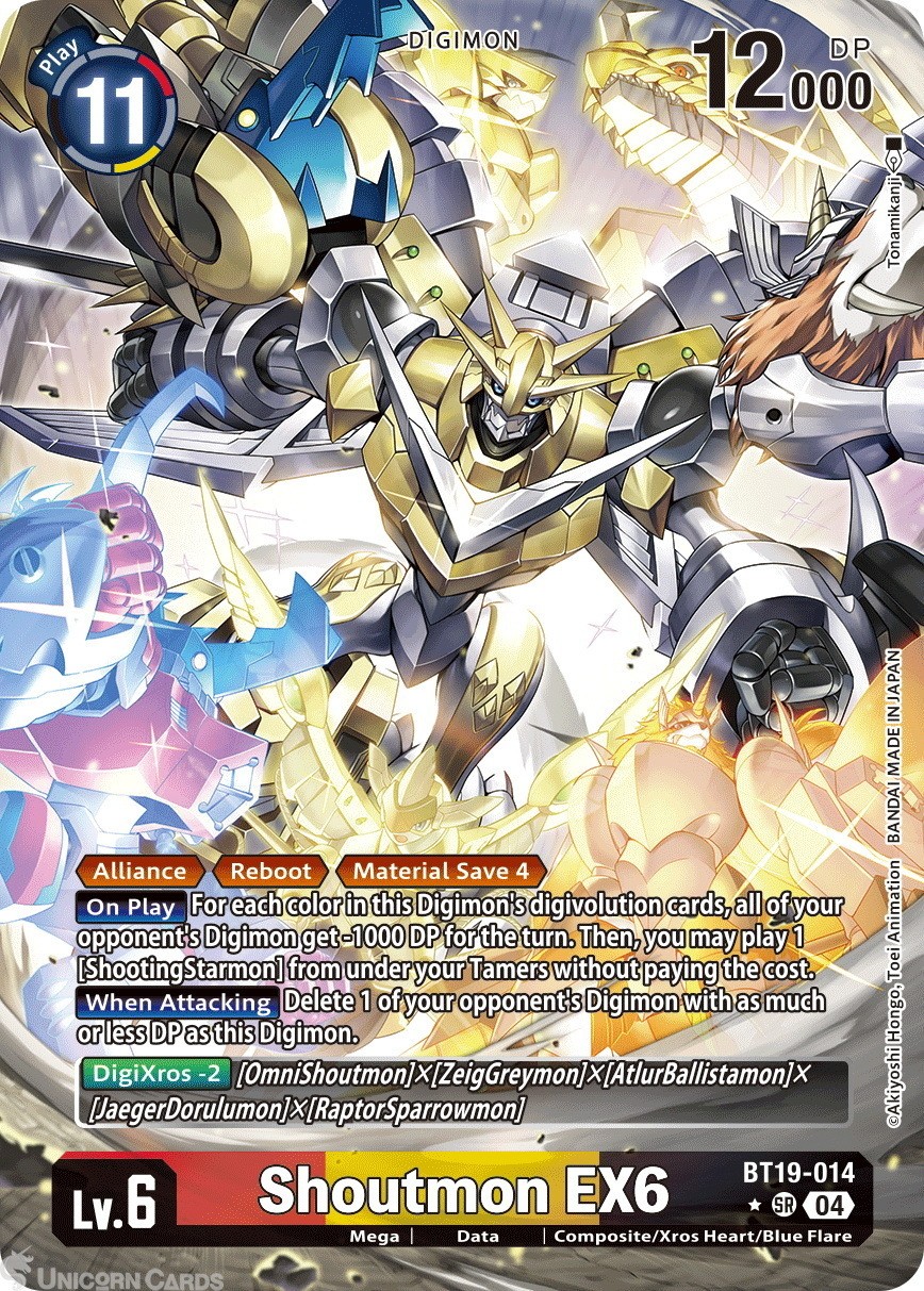 BT19-014 Shoutmon EX6 : Super Rare Alternative Art Digimon Card : BT19-20: Speci