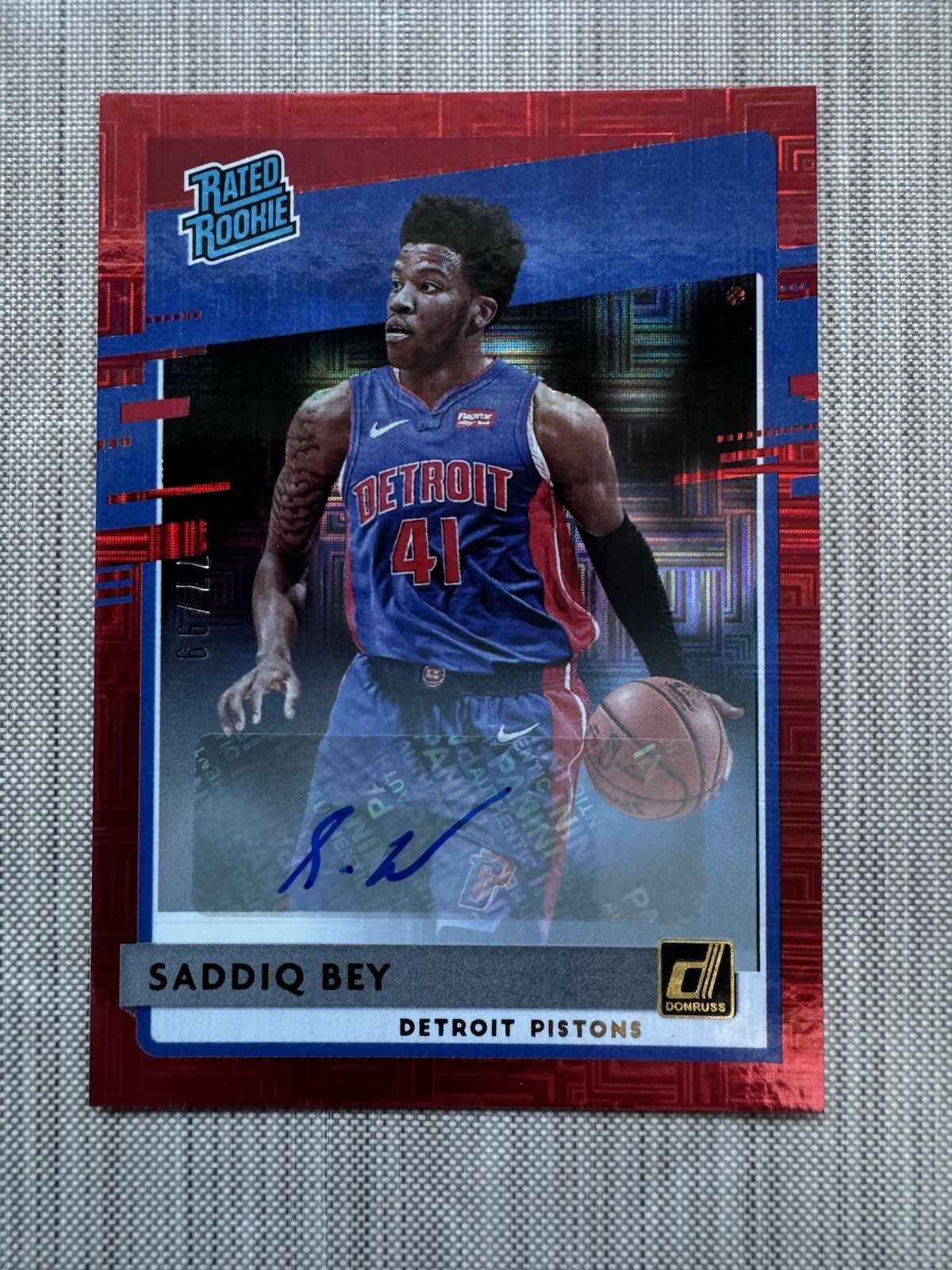 2020-21 Donruss Saddiq Bey Red Choice Auto Rookie RC 77/99