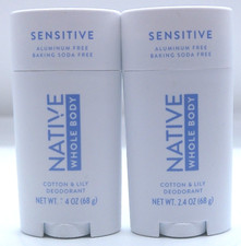 2Pk- Native Whole Body Deodorant Cotton Lilly, 2.4 Oz. Each, No Exp.
