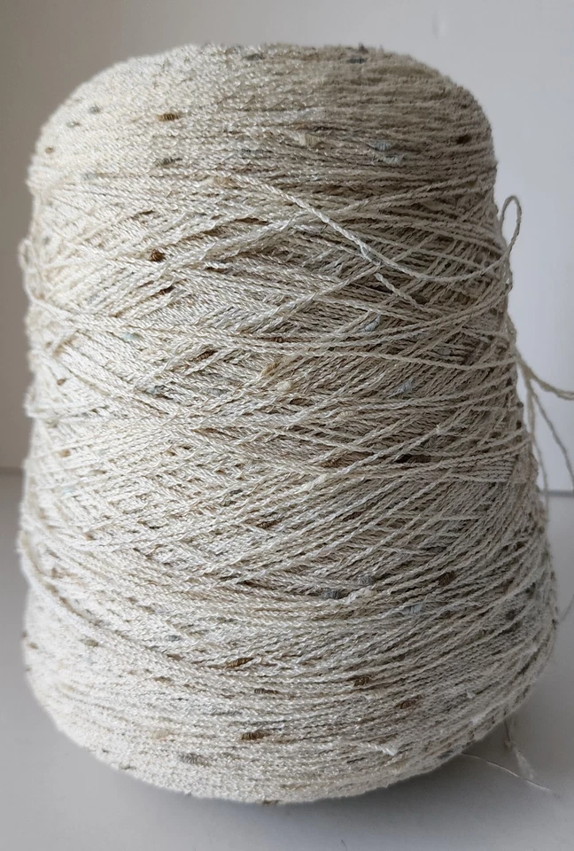Luxury Designer Yarn Cone Cream Tweed Textured Blend by Huntington Yarn Mill - Image 3 of 4