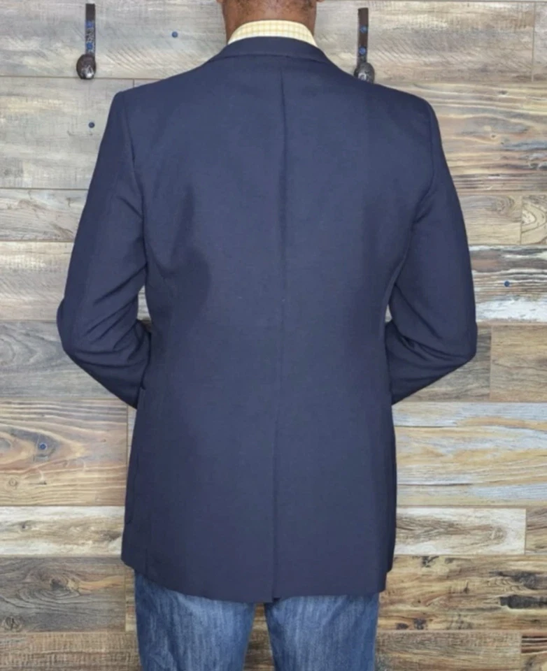 Vintage Yves Saint Laurent Navy Custom YSL Buttons Blazer Jacket Sz L? - Image 4 of 4