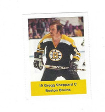 1974-75 NHL STAMP ACME LOBLAWS 19 GREGG SHEPPARD BOSTONN BRUINS