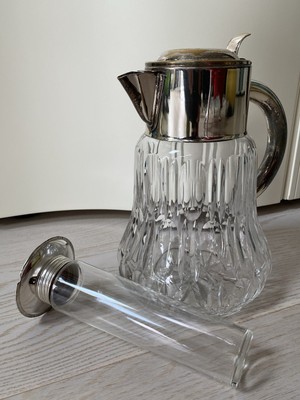 Karaffe Dekanter mit Eiskühler Kalte Ente F.W.Quist Metallwarenfabrik versilbert