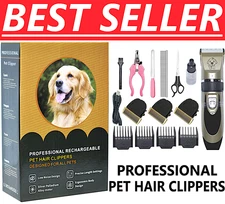 Dog Cat Pet Grooming Kit Rechargeable Cordless Electric Hair Clipper Trimmer Set