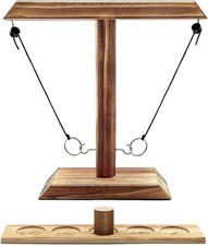 Hook and Ring Game with Shot Ladder, Ring Toss Game for Adults, Wooden Ring Hook