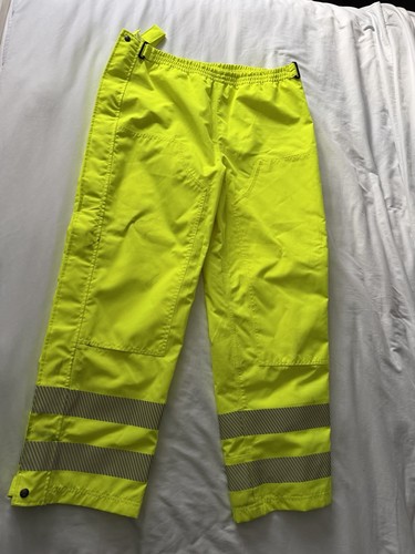 Carhartt Hi-Vis Reflective Work Pants L ANSI Class E Level 2 Yellow Side Zip