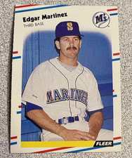 1988 Fleer Edgar Martinez Rookie Card RC #378 Seattle Mariners Pack Fresh HOF. rookie card picture