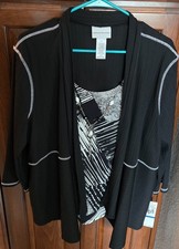 NWT - ALFRED DUNNER Polyester/Spandex XL Black/White  Necklace Twin Set