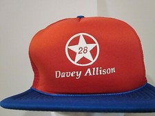 VINTAGE NASCAR DAVEY ALLISON TEXACO TRUCKERS HAT NO. 28 SNAP BACK MESH 1980'S