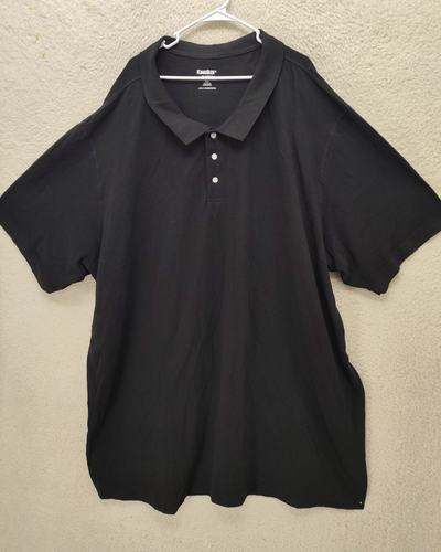 Kingsize Herren Polos 7XL schwarz 100 % Baumwolle Kurzarm 1/4 Knopfleiste normales Hemd