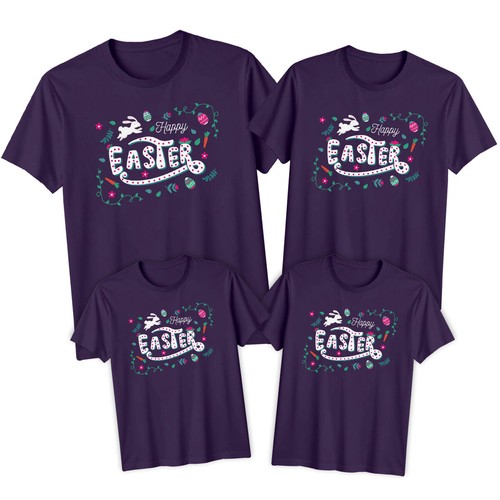 Family Whimsical Bunny Happy Easter T-Shirt Tee Cute Festival Holiday Party #ED - Picture 17 of 24