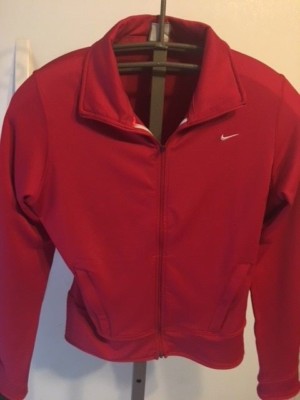 Nike Fit Dry Zip Front Jacket Size M (8-10) Red Color 2 side zip