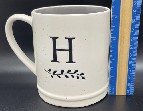 Monogramm Anfangsbuchstabe H Kaffee gesprenkelt weiß Kaffeetasse Tee Keramik Becher Pflanze - Bild 8 von 9