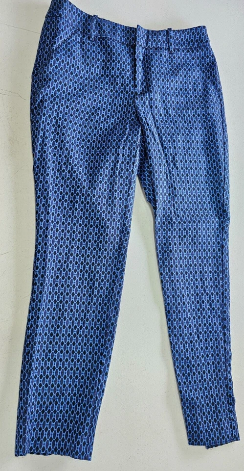 Merona Womens Size 4 (30x26) Blue Print Pants Tapered Leg Oval Pattern - Image 3 of 4