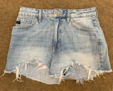 KanCan Shorts Womens 3/25 Cut-Off Ivanna High Rise Whiskered Beach Pool Denim