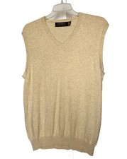 Eildon Hills Beige 100 Cashmere V-Neck Pullover Vest Size Large - FREE SHIPPING