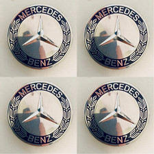 Set Of 4 75mm Blue Oem Center Caps For Mercedes-benz A 171 400 00 25