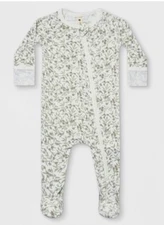 Quincy Mae Baby Girls' Floral Zip Footed Pajama 12-18 Months