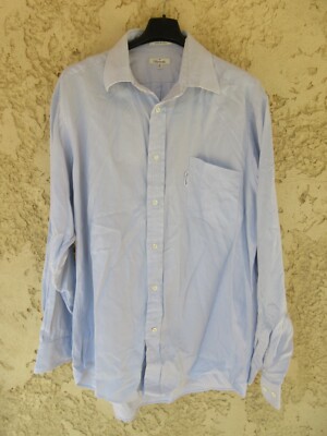 Chemise Homme Façonnable Bleu Ciel Et Blanc - Manches Longues, Taille XL, Coton, Occasion Très Bon état
