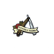 Barber Shaver pin The Freshly Faded needles and sheers Music Festival Hat Pin