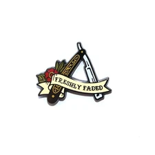 Barber Shaver pin The Freshly Faded needles and sheers Music Festival Hat Pin