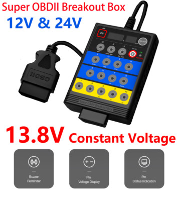 2024 Automotive Tool OBD Break Out Box Connector OBDII Protocol Detector 12/24V