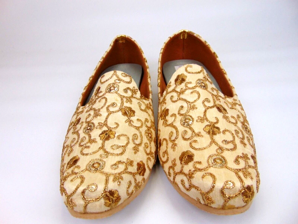 ¡NUEVO! Zapatos de Disfraz Para Hombre Accesorios Mocasín Sin Cordones Talla 11.0 M, Dorado Crema Foto 4 de 4