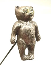 Antique Hatpin Sterling Cute Teddy Bear Adie & Lovekin Audrey Madden Estate