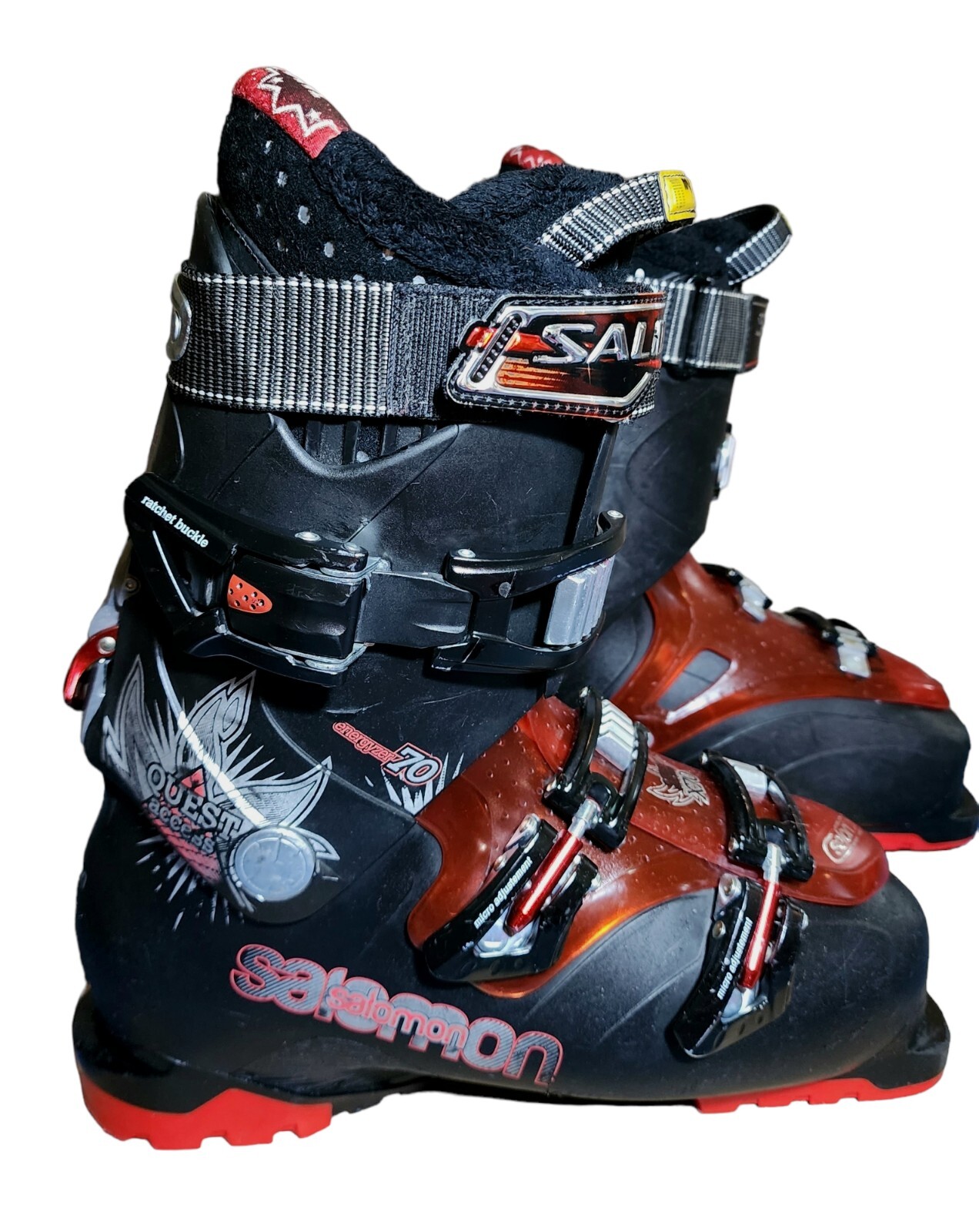 Scarpone da sci Salomon Energyzer Quest Access X70 misura 8 Mondo 26 rosso nero 308 mm