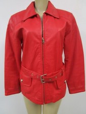 Maxima Red Soft Leather Long Sleeve Front Zipper Jacket Size S