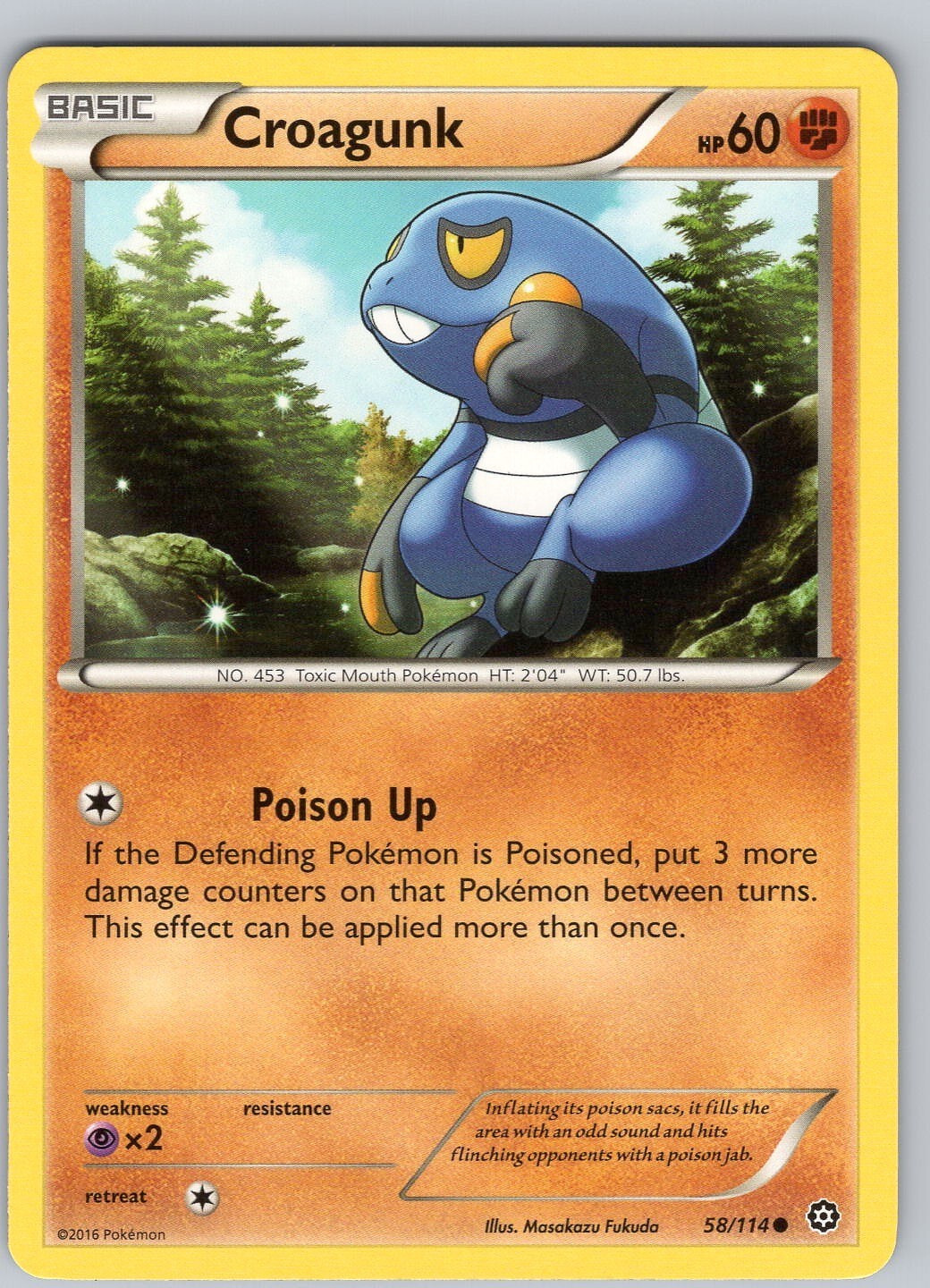 Pokemon TCG Croagunk XY Steam Siege 58/114 Regular Common Card NM
