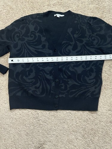 Chico's Damen Shirt/Cardigan Gr. 2 schwarz Print klassisch elegant Knopfleiste - Bild 7 von 9