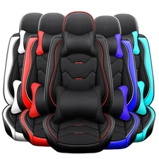 OTOEZ Luxury Leather Car Seat Covers Full Set Universal Front Rear Cushion Cover