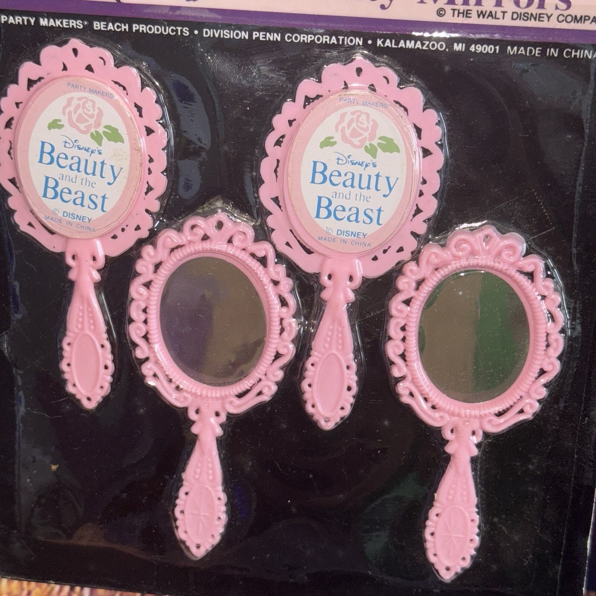Vintage Disney Beauty And The Beast Belle Magic Mirror Set of 4
