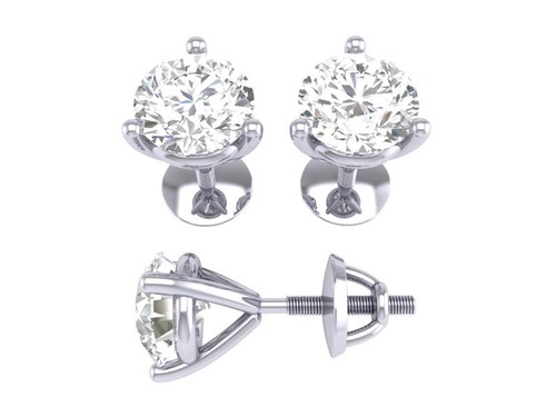 Martini Set Solitaire Studs Earrings VS1 FG 0.50Carat Lab Grown Diamond 14K Gold - Picture 2 of 6