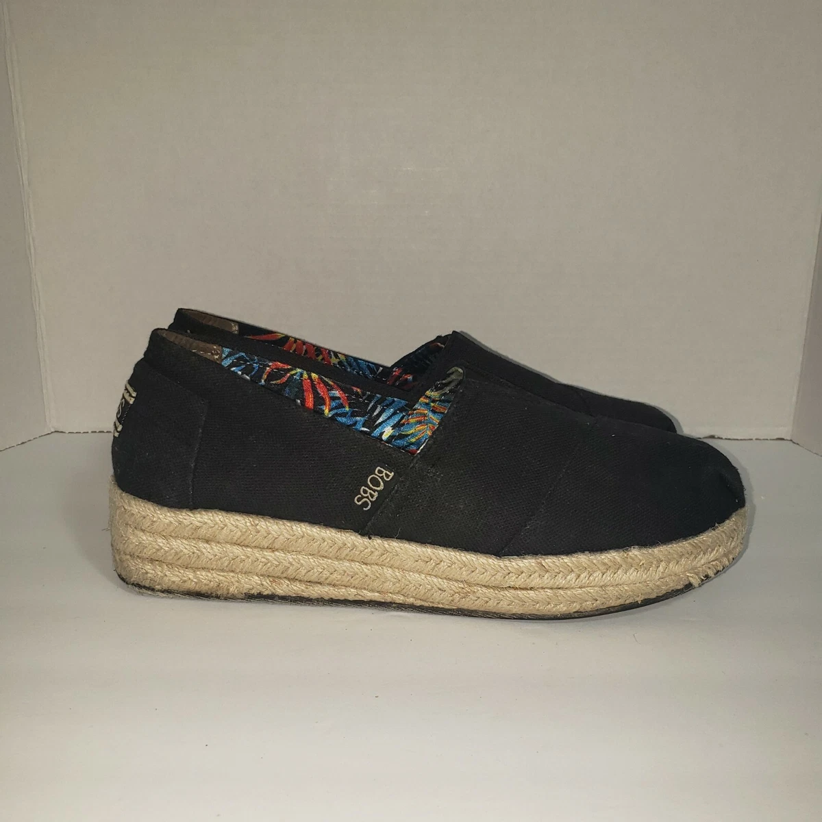 Skechers Bobs Highlights High Jinx Espadrille Wedge Womens 8 Black 34101 | eBay