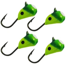 4 New HT Marmooska Ice Fishing Jigs - Green Chartreuse - Size 12