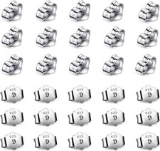 30Pcs/15 Pairs 925 Sterling Silver Earring Backs Replacement Secure Ear Locking,