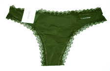 NWT WOMENS CALVIN KLEIN GREEN LACE TRIM THONG SIZE SMALL