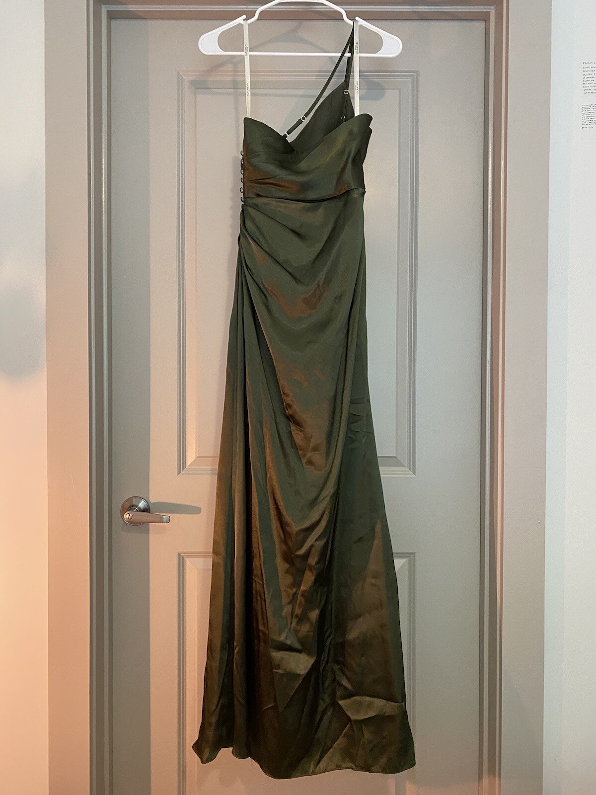 Galina Signature Charmeuse Draped OneShoulder Bridesmaid Dress (Martini Olive) eBay