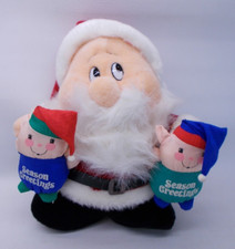 Dan Dee Christmas Singing Santa Holding Elves Seasons Greetings Jingle Bells 12"