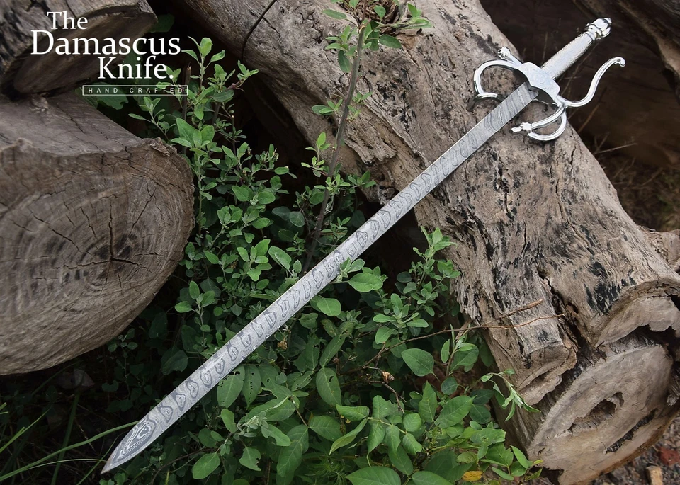 Famosa Espada Damasco Acero Larga Medieval Hecha a Mano Leyenda del Zorro.Regalo Para Él Foto 2 de 4