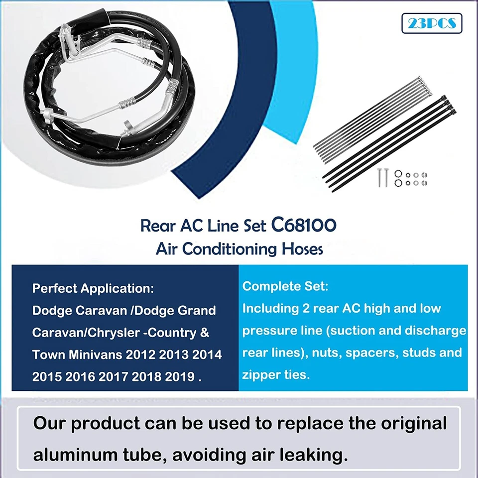 Rear AC Line Set C68100 forDodge Caravan Chrysler for Chrysler Town Country Foto 3 de 4