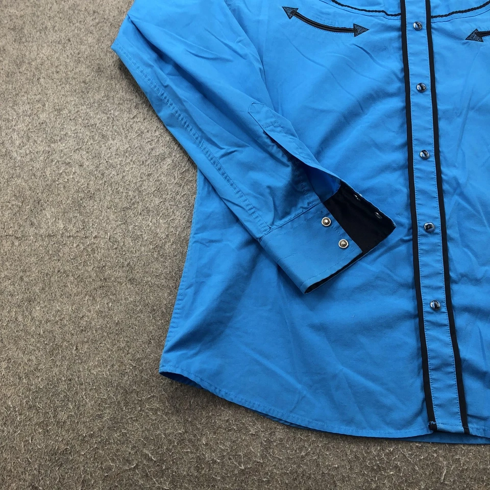 Camisa Vaquera As Of Diamond Para Hombre Mediana Azul Perla Occidental Bordada a Presión Foto 2 de 4