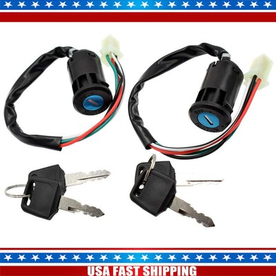 #ad 2Pcs 4 Wire Universal Ignition Key Switch For Chinese Quad ATV TaoTao Dirt Bike $6.99